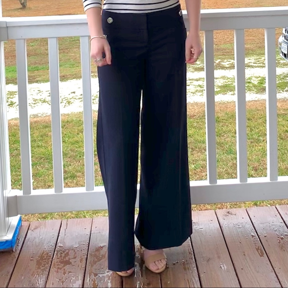 The Limited Navy Low Rise Wide Leg Sailor Pants